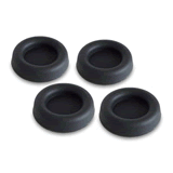 Anti-vibration replacement low-profile case feet AcoustiFeet™. Image shows 4 black soft feet for enclosures. Click for more details.