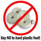 Throw away those hard plastic feet! - they are a nusiance to people who are very fussy about PC noise.